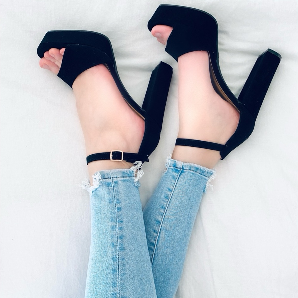 Bamboo Black Platform Heels